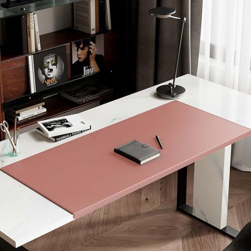 Kantenschutz, Mauspad, Schreibtischmatte, wasserdicht, kratzfest, PU-Leder, Schreibunterlage für Büro, Zuhause, Desktop-Laptop, Schreibtischunterlage (40 x 80 cm, Rosa)