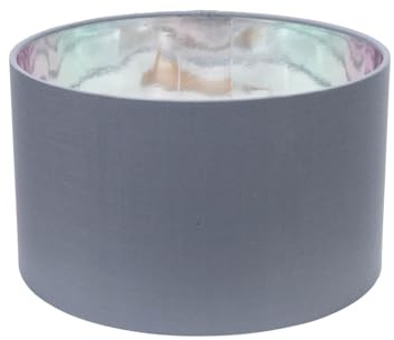 ValueLights | Reni Small Pendant Shade Grey & Chrome Inner with Warm White Bulb | Shades, Home Décor & Improvement Essential | Light Bulb Included | 250mm Shade Width