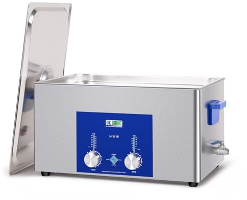 DK SONIC Industrial Ultrasonic Cleaner 22L Stainless Steel, 480W Commercial Sonic Cleaner with Encoded Timer,Heater&Basket, Multiple functions for Carburetors, Motorcycle Engines, Carburetors,Chains