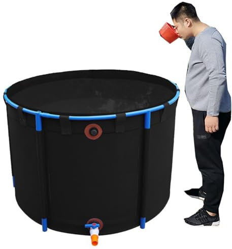 Piscina Fuori Terra - Laghetto per Pesci in Tela Rotonda, Rivestimento in PVC Flessibile con Telaio, Grande Vasca per Acquario per Koi/Pesci Rossi (Nero, 4x0,8 m)