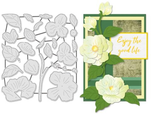 UNICRAFTALE 24 Stück Gardenien Blumen Metall Stanzformen Für Die Kartenherstellung Papierprägung Stanzformen Set Schablonen Vorlagen Form Aufbewahrungstaschen Zubehör DIY Scrapbooking Fotorahmen Album