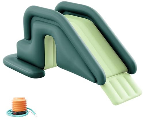 Cndiyald Glissement de Piscine, 78, 7x31, 5x33, 5 Pouces en PVC Toboggan Gonflable en PVC avec Pompe à air pour extérieur, intérieur, arrière-Cour, Jardin, Vert, Gonflable