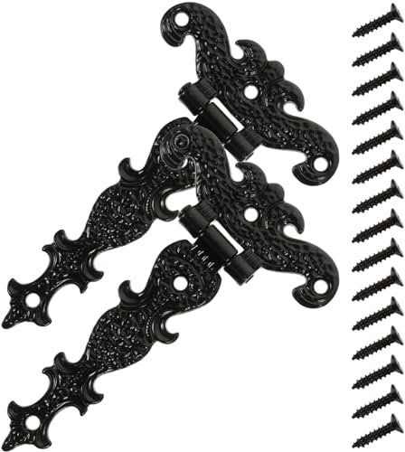 Artibetter 2pièces Charnières Rétro Lot Charnières Lourdes Pour Portail Bois Portes De Cabanon Clôtures Et Granges Finition Bronze Antique Noire