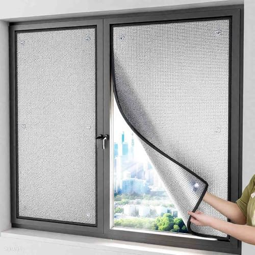 Sonnenschutzfolie Fenster Außen，Wärmeschutzfolie Fenster，Aluminiumfolie Fenster Sichtschutz，Hitzeschutzfolie Mit Saugnapf Für Dachfenster & Wintergarten(50x105cm)