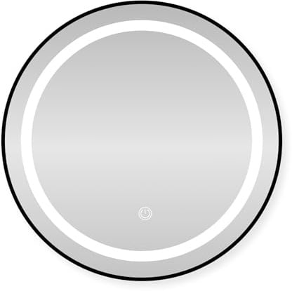 SensaHome Runder LED-Badezimmerspiegel – Dimmbare Wandspiegel mit Beleuchtung – Metallrahmen – 2700K/4500K/6400K – 50 cm – Schwarz