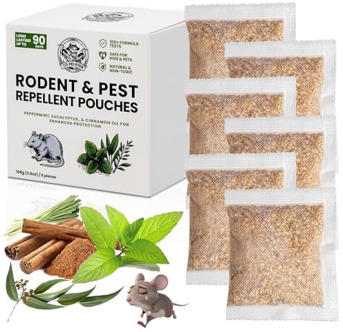 Eco and Heron Mouse & Spider Repellent with Peppermint Oil, Mice & Rat Repellent, Natural Rodent Repellent Pouches for Indoor & Outdoor, Strong Effective Rat Deterrent for Garden, Home, Loft, Shed