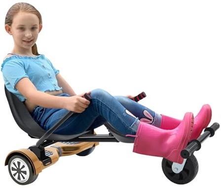 Hoverboard Go-Kart Aufsatz mit 2 Sitzen, verstellbarer Balancing Scooter Rahmen 70-95cm, Kinder & Erwachsene, robustes Stahlgestell, ergonomischer Sitz, bis 75kg Belastbar (Schwarz)