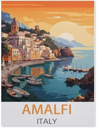 Puzzles for Adults Jigsaw Puzzles 1000 Pieces for Adults Kids，Amalfi Italien-Reiseposter im Vintage-Stil，Paper Puzzle Jigsaw Puzzle Artwork Intellective Educational Toys Gifts（38x52CM）-AH41