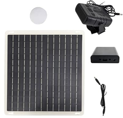 Fockety Solarpanel-Heizung, Tragbare Outdoor-Hühnerstall-Heizung, Wiederaufladbare, Schnell Aufheizende Solarheizung mit Praktischem Batterie-Set für Auto, Gewächshaus