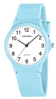 Calypso Kinderuhr Junge und Mädchen Analog aus Kautschuk Blau | Quarzuhr, Widerstandsfähiges Glas, K5880/3, Sweet Time