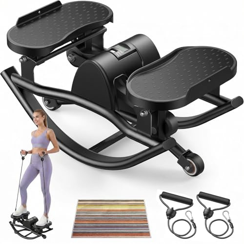ExeractFit Upgraded Rock Stepper für Zuhause, Seitliche Bewegung Home Twist Stepper Side Steppers Leiser Gelenkschonend für Hüften, Beine, Gesäß, Widerstandsband und Antirutschmatte