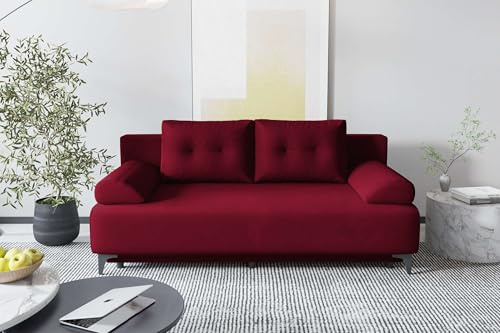 99rooms Fiora Couch Schlafsofa Sofa Velours Kronos Rot