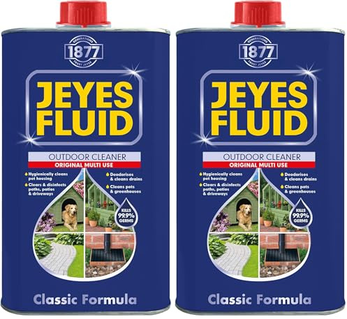 Jeyes Fluid Classic Outdoor Cleaner 1L - Premium Patio Cleaner Concentrate Makes 20L - Heavy Duty Disinfectant for Patios, Driveways, Paths - Kills 99.9% Bacteria - Pet Friendly (Pack of 2)