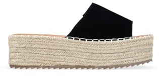 BOSANOVA Sandalias Estilo Pala para Mujer en Piel rectificada con una Tira Ancha al Empeine y Suela de Plataforma con Esparto. Sin Cierre. Calzado para Mujer