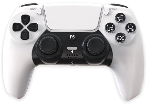Wigento Wireless Controller für PS5, Hall Effekt Joysticks, 6 Achsen Gyroskop, Dual Vibration, Bluetooth 5.3, Touchpad, Gaming Gamepad (Weiß)