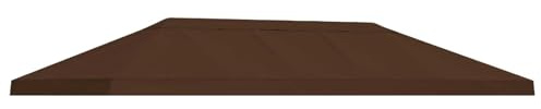 Fisinber Pavillon-Blendenbezug 6x3 m Ersatzdach, Pavillondach 600x300 cm aus Polyester 190 GSM, Pavillonbespannung mit Belüftungsöffnung für Garten und Terrasse, Braun