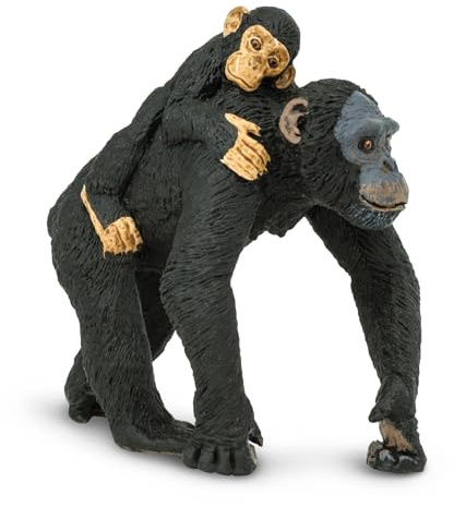 Safari Ltd. Chimpanzee with Baby Figurine - Realistic 3.2 Wildlife Figure - Educational Toy for Boys, Girls, and Kids Ages 3+