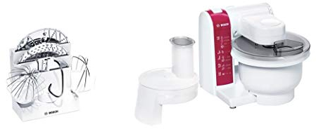 Bosch Hausgeräte MUM4825 Küchenmaschine (600 Watt, Kunststoff-Rührschüssel, Durchlaufschnitzler, Rezept DVD) weiß/rot