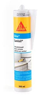 Sika - Sika Sanisil, Trasparente - Sigillante siliconico per sanitari - Per componenti di sanitari e di cucine domestiche - Cartucce da 300ml