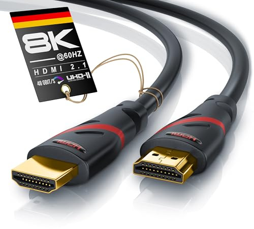 CSL - 8k / 4k HDMI Kabel 2.1/2.0-3m - 8K @ 60Hz 4K @ 120Hz mit DSC - 48 Gbit/s - 3D - Ultra High Speed mit Ethernet - TV Blu-ray PS5 Xbox Series X Switch - schwarz - 3 Meter