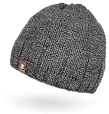 Neverless® gefütterte Strickmütze für Herren, Mütze mit Fleece Futter, Winter-Mütze hellgrau-Melange Unisize