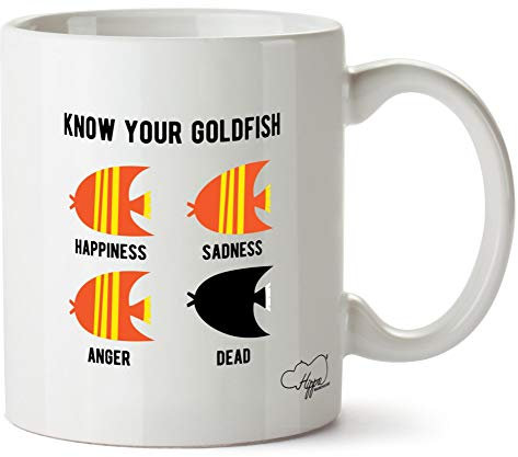 Hippowarehouse Know Your Goldfish Happiness Sadness Anger Dead Printed Mug Cup Ceramic 10oz