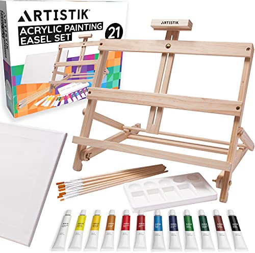 Artistik Easel Acrylic Set Table Top Desk Easel - Adjustable Desktop Table Easel Craft Workstation, Craft Art Painting Holder Display