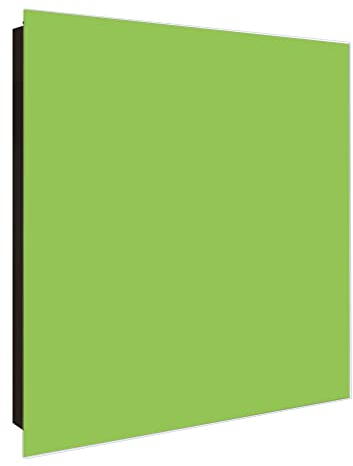 banjado® Großer Schlüsselkasten Glas/Schlüsselbox 30cm x 30cm mit 50 Haken - Motiv Limettengrün/Schlüsselkasten modern für Schlüsselaufbewahrung mit beschreibbarer, magnetischer Glastür