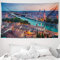 ABAKUHAUS Italien Wandteppich und Tagesdecke, Verona Italien Blue Hour aus Weiches Mikrofaser Stoff Waschbar ohne Verblassen Digitaldruck, 230 x 140 cm, Aqua Grün