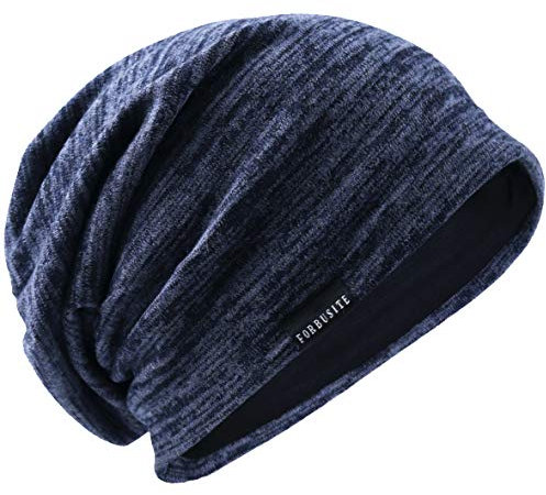 VECRY Herren Lässige Mütze Strickmütze Schädeldecke Lange Gefütterte Winter Sommer Hüte (Marine)