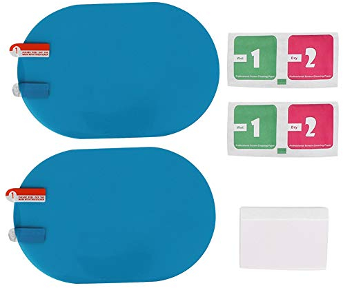 Qiilu 2 * PET 100x150mm Auto Rückspiegel Regen Aufkleber Anti-Fog-Schutzfolie Regenschutz (Blau)