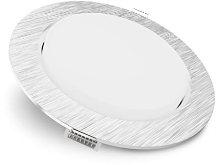 SSC-LUXon RX-3 LED Einbaustrahler rund Alu gebürstet - mit GX53 LED 5W neutralweiß 230V - extra flacher Einbau Deckenspot