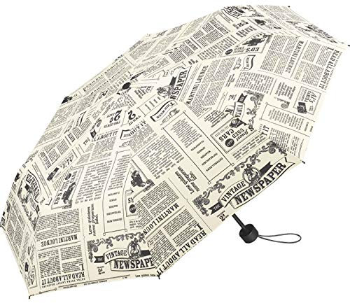 happy rain Newspaper Regenschirm Taschenschirm Handöffner 95 cm, Taschenschirm-Handöffner, 95 cm, Vintage
