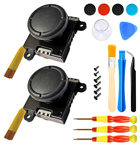 Joysticks Analógicos de 2 paquetes para Nintendo Switch Joy-Con Reparación, controlador 3D de reemplazo izquierdo y derecho Barra analógica de control con Destornillador Herramientas de Recambio