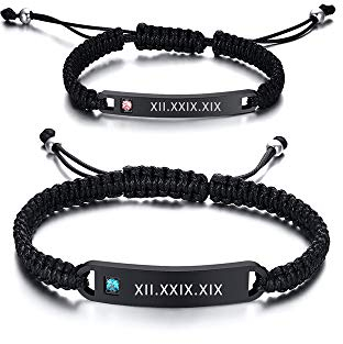 PJ JEWELLERY Personalisierte benutzerdefinierte Seine und ihre Handgemachten Seil geflochtenen Namensschild ID passende Paar Armbänder für ihn, sie, Beste Freundin, Liebhaber