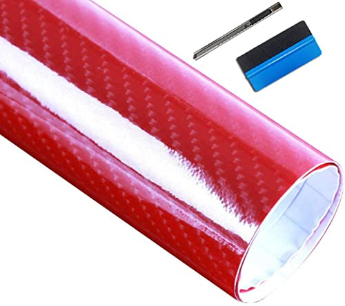 NewL Red 6D Carbon Fiber Stickers High Gloss Car Carbon Fiber Vinyl Film Car Interior Waterproof and Anti-Scratch Sticker