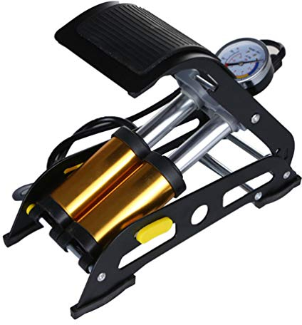 Pumpe Doppelzylinder Fußpumpe, Luftkompressor Autopumpen Für Reifen, Luftpedal Hochdruck Reifenfüller Für Fahrräder Und Andere Schlauchboote Manometer