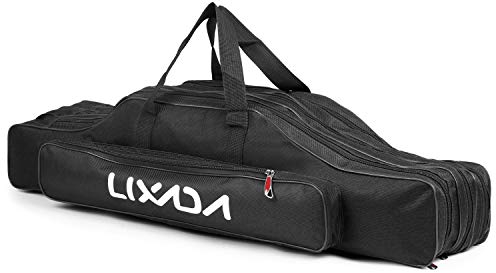 Lixada 3 Schicht Portable Folding Angelrute Tasche Angelrute Werkzeuge Aufbewahrungstasche Angelausrüstung Angelgerät Tasche,Rutentasche Rod Case für Angelruten,90/120/150 cm(optional)