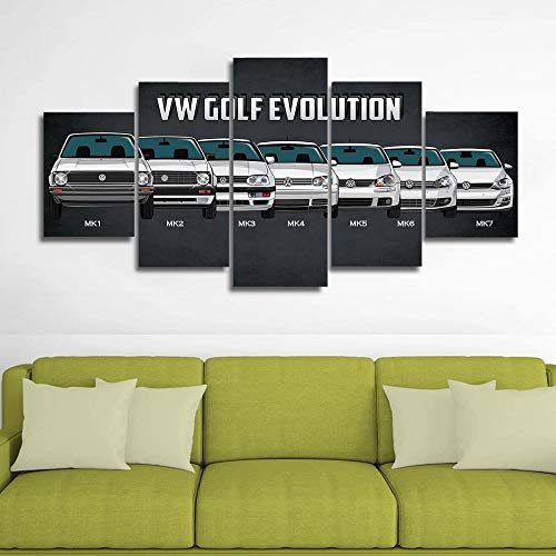 13Tdfc Moderne Wandbilder XXL Wohnzimmer Wohnkultur 150X80Cm 5 Teilige Leinwandbilder XXL Wanddeko Geschenk Vw Golf Evolution Auto Malerei Vlies Leinwandbild 5 Teilig Kunstdruck