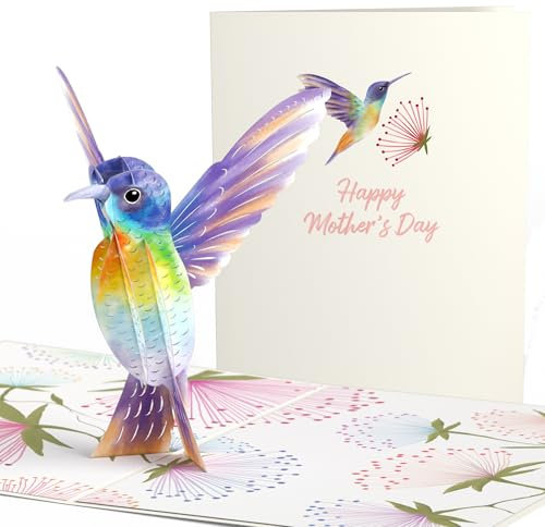 Lovepop® Kolibri Muttertagskarte 3D Pop-Up Karte Muttertags-Grußkarte mit buntem & filigranem Vogel für Mama | inkl. Umschlag & Versteckfach für Geld & Gutscheine