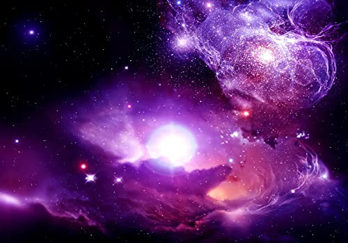 Wesmilewallpaper Papier Peint Panoramique 3D Art Violet Univers Ciel Étoilé Voie Lactée Papiers Peints Intissé Poster Mural Tapisserie Murales 300x210cm