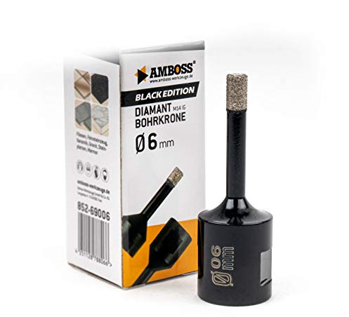Broca de diamante Amboss 6 mm (M14) para amoladora angular, adecuada para porcelana, baldosas duras, granito, etc.