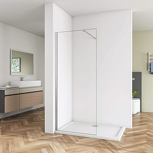 Box Doccia Walk in Parete Fissa 120 cm H.190 cm in Vetro Temperato Trasparente di Spessore 8 mm Braccio Fisso da 90 cm Cromo Lucido