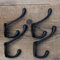 A Set of 4 - Black Vintage Style Cast Iron Wall Coat Hooks