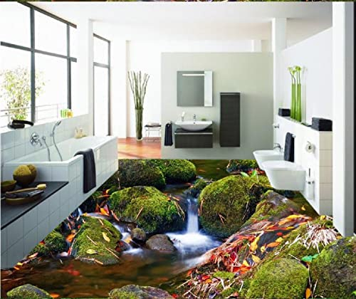 Pvc-Bodenbelag-Rolle Pvc-Selbstklebende 3D Farbiger Steinsee Rutschfeste Wasserdichte Foto Selbstklebende Boden Wandbild Aufkleber Tapeten Wandbilder Drucken Aufkleber,150X105Cm Dasserdichte Abnehmb