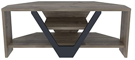 DECOROTIKA - Karin 90 cm Wide Corner TV Stand and Media Console for TVs up to 40'' with Colour Options (Walnut/Black)