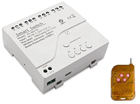MHCOZY Zigbee Commutateur de relais à distance sans fil RF AC/DC, fonctionne avec ZigBee 2 mqtt (4 canaux 5-32 V)