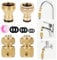 Garden Hose Tap Connector & Kitchen Mixer Tap Hose Connector Set (Brass) - 1 Mixer Tap Connector Adapter for Kitchen Sink Tap, 1 1/2''&3/4'' 2 in 1 Threaded Tap Adapter, 2 Hose Connector Fittings