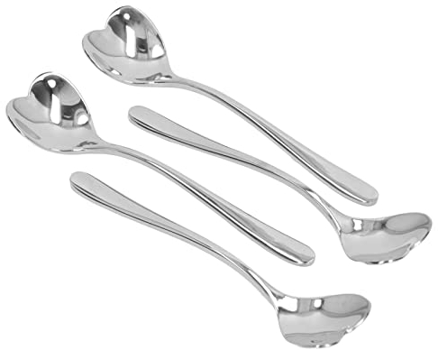 Herzlöffel, 4 herzförmige Edelstahl Kaffeelöffel Tee Dessertlöffel Rühren für Kaffee Eis Zucker Dessert Kuchen Suppe