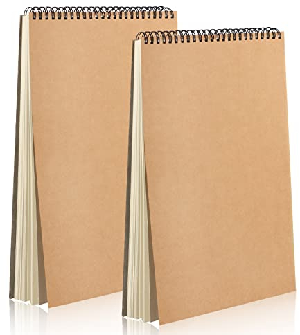 Album da Disegno A4 Sketchbook, 2 Pacchi Rilegatura a Spirale Blocco da Disegno con Durevole Pannello Rigido, Album Disegno Blocco Disegno per Bambini Adulti Blocco